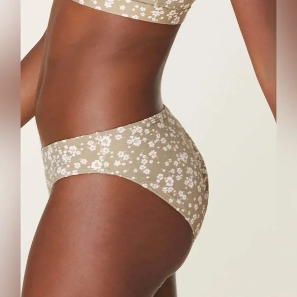 Andie Swim Bora Bora Top & The Bikini Bottom In Ditsy Floral Olive Size L - Picture 3 of 4